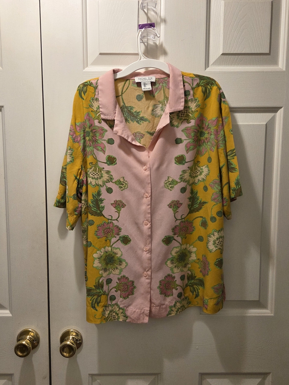 Rachel Zoe Pink and Yellow Floral Button-Up Blouse